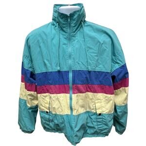 Vintage North Bay Classics Windbreaker Jacket L 90s Color Block White  polo ish